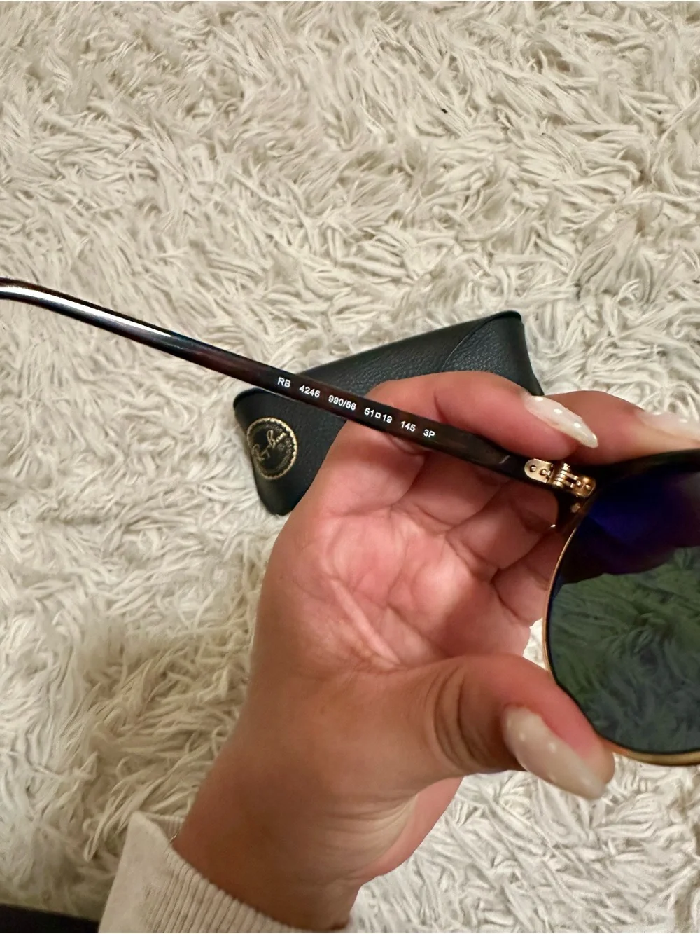 Ray-Ban ClubRound Sunglasses in Tortoiseshell and Gold with Green Lenses